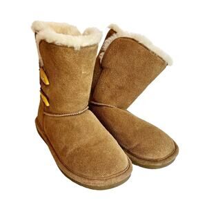 Bearpaw Abigail Hickory Suede Fur Lined Pull On Toggle Mid Calf Boot Women’s 7